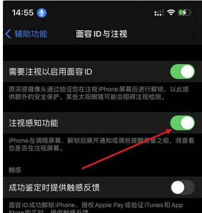 牡丹江苹果14维修网点分享iPhone14注视感知功能有什么用 